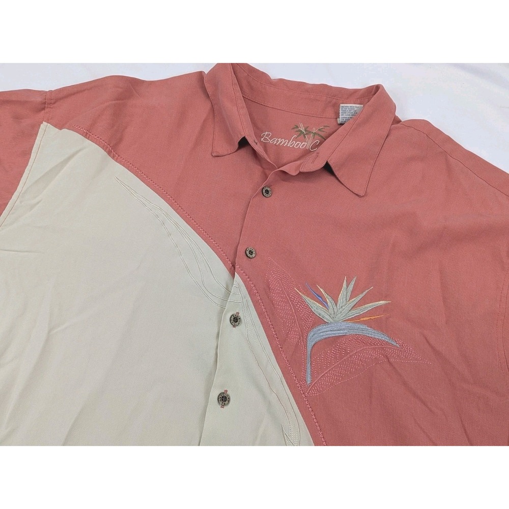 Bamboo Cay Mens 4XL Modal Shirt Big Tall Crescent Bird Of Paradise Embroidered